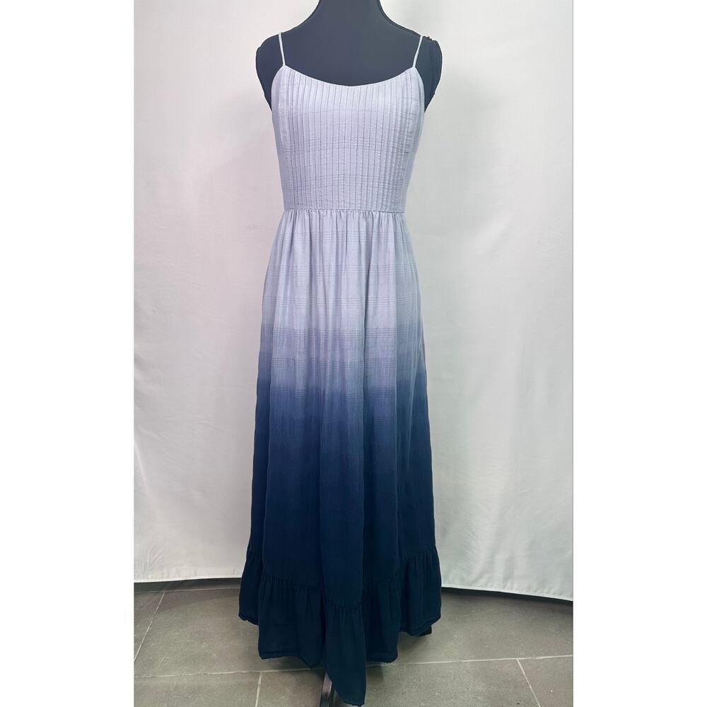 Madewell Blue Ombre Dip Dye Pintuck Cami Ruffle Maxi Dress Size 10 (Medium) - Picture 2 of 12